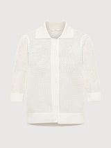 Cardigan ShortSleeve Offwhite Gots Cotton | LANIUS