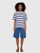 T-shirt a righe audaci da donna blu indaco/bianco sporco | MAZINE