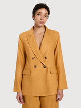 Blazer Gots Dark Honey Linen | LANIUS
