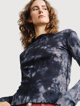 Longsleeve Pin-Tucked Black TieDye Woman | Rotholz