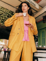 Blazer Gots Dark Honey Linen | LANIUS