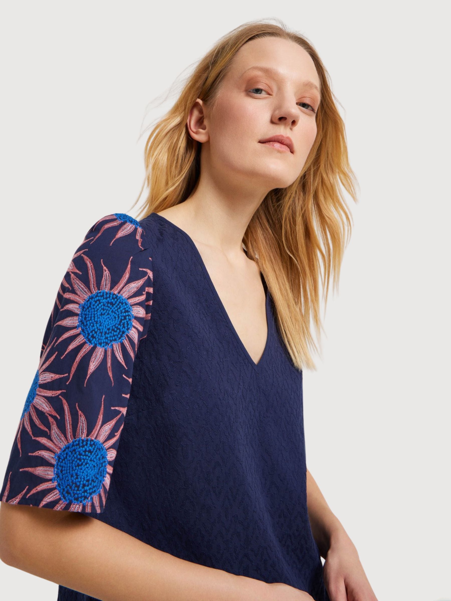 Night Blue Blouse with Embroidery | Lanius