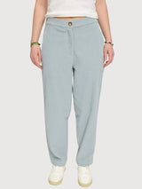 Pantaloni da donna in velluto a coste color blu perla | Mazine