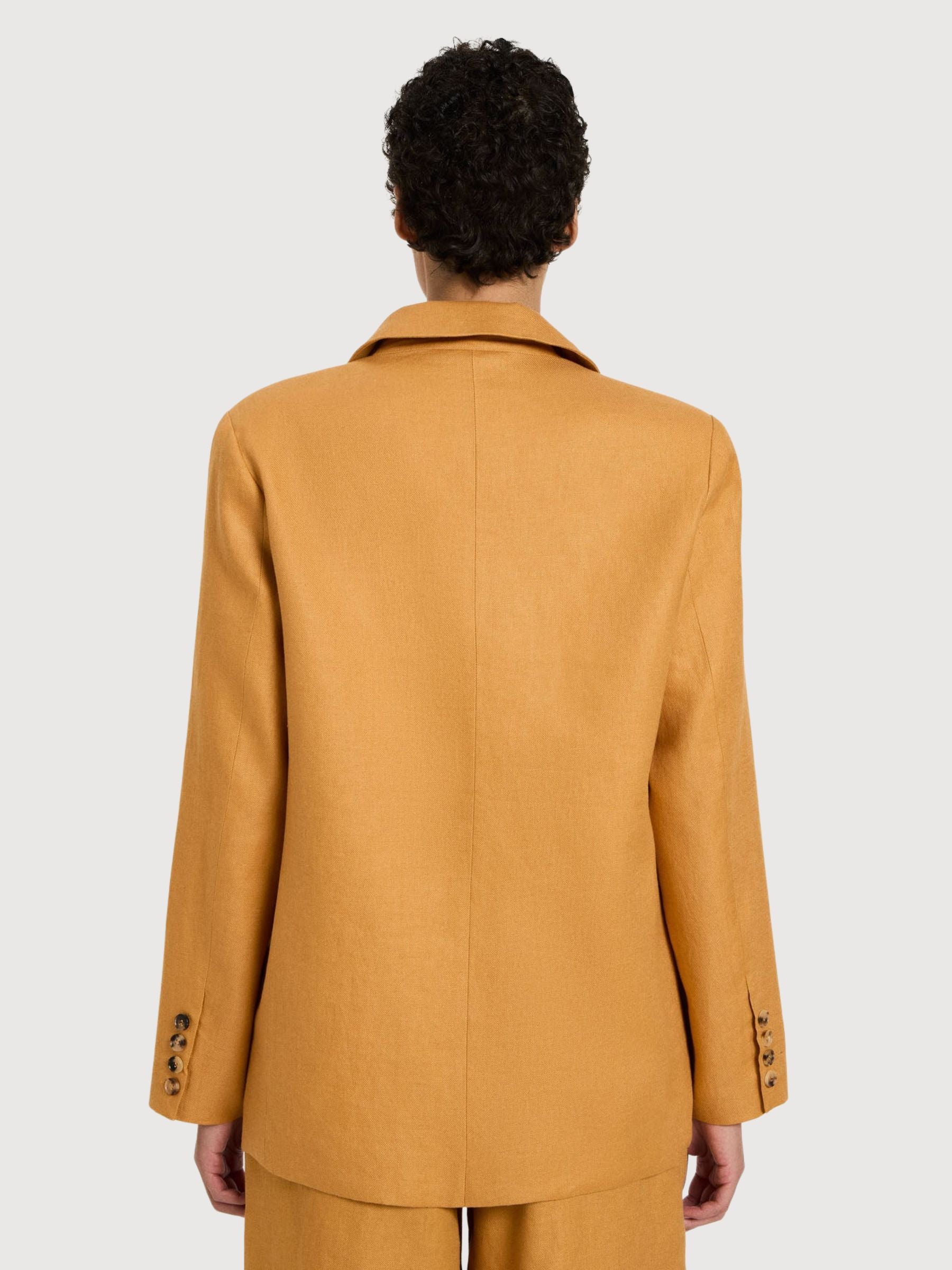 Blazer Gots Dark Honey Linen | LANIUS