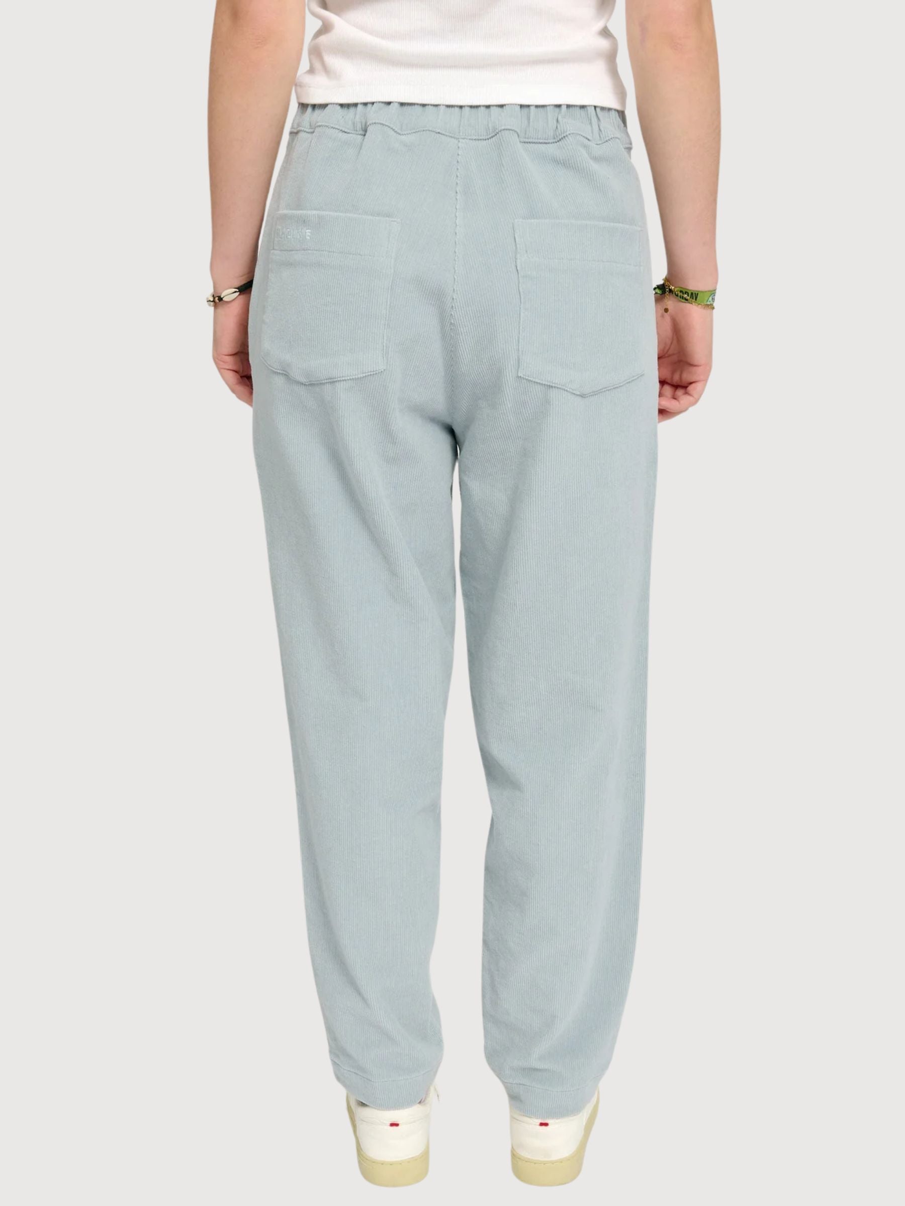 Pantaloni da donna in velluto a coste color blu perla | Mazine