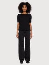 T-shirt da donna trasparente in viscosa nera | Mazine