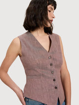 Weste OCS Mocca/Creme made of Linen & Organic Cotton| Lanius