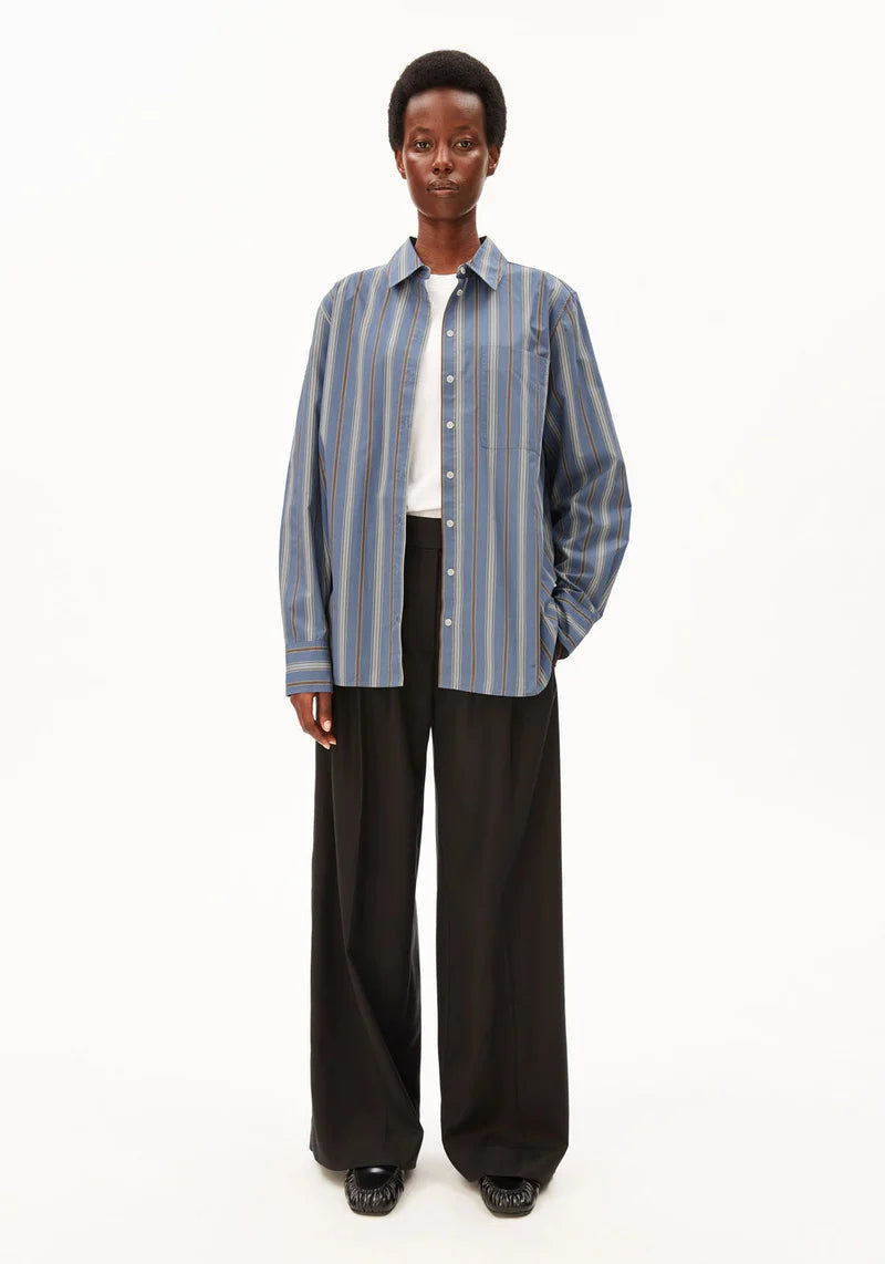 Start with Stripe Loose Shirt Blouse Dusty Moon | ARMEDANGELS
