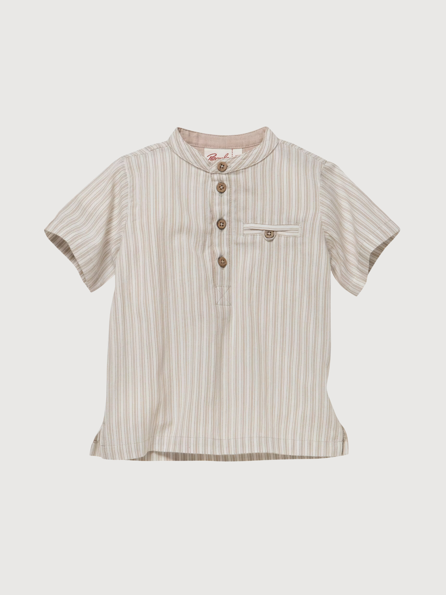 Camicia a manica corta baby boy cotone biologico a strisce | People Wear Organic