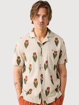 Box Fit Blumen-Kurzarm-Bouclé-Hemd | Knowledge Cotton