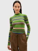 Alaania New Stripes Ivy Green Longsleeve | Armedangels