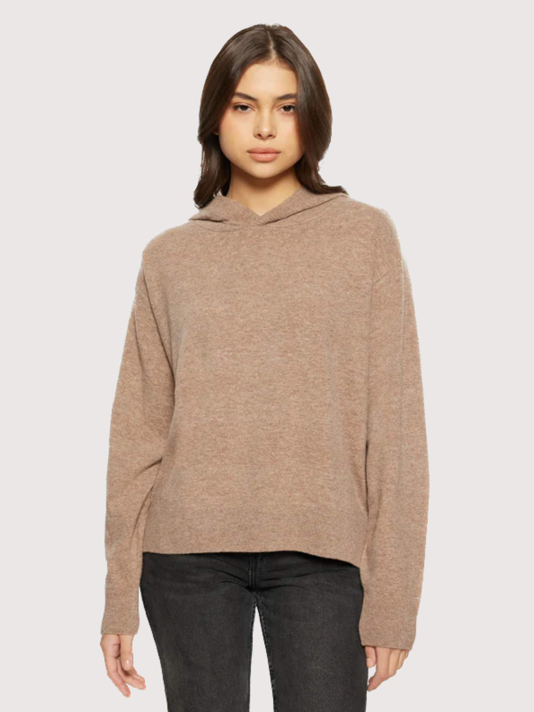 Con cappuccio per donna beige a maglia | Abbigliamento in cotone della conoscenza