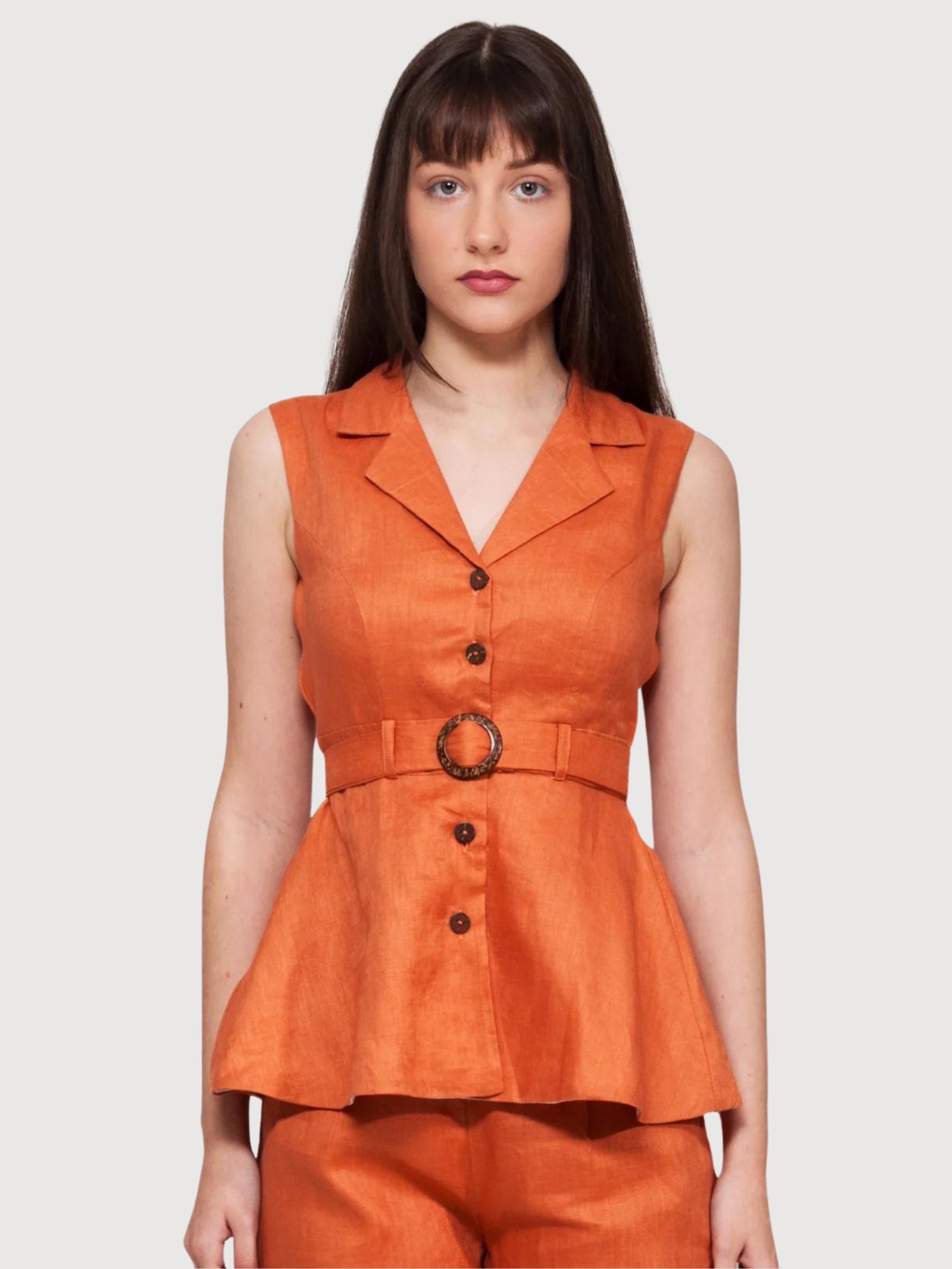 Petunia Burnt Orange Peplum Top | Balaquin