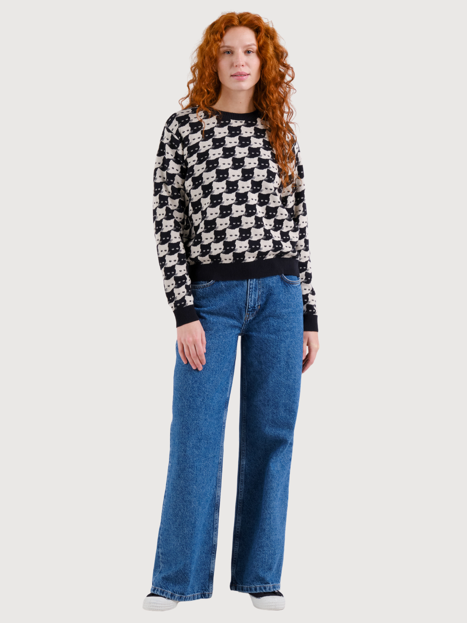 Pullover Arendal  Jacquard-Motiv mit Katzenmotiv | Dedicated