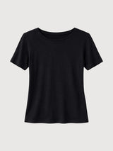 T-shirt da donna trasparente in viscosa nera | Mazine