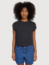T-shirt da donna con dettaglio cravatta, cotone antracite | Mazine