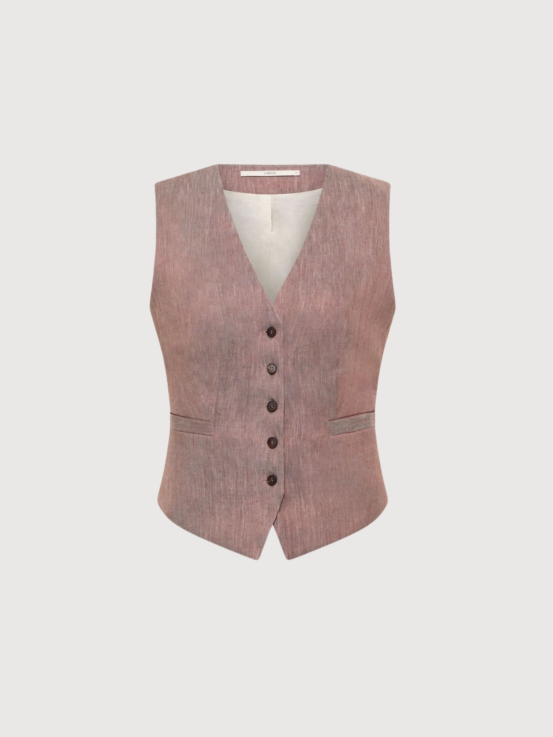 Weste OCS Mocca/Creme made of Linen & Organic Cotton| Lanius