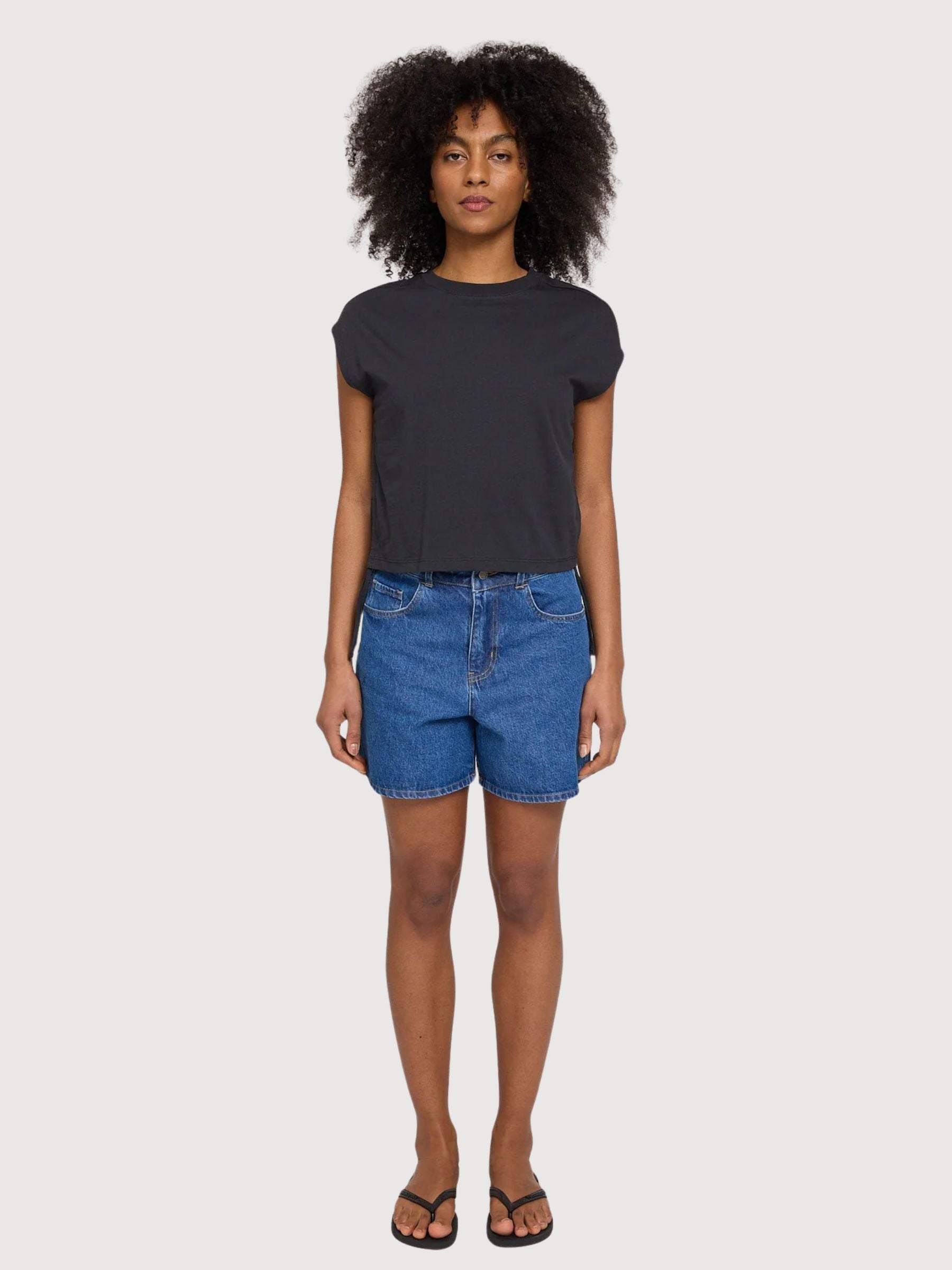 T-shirt da donna con dettaglio cravatta, cotone antracite | Mazine
