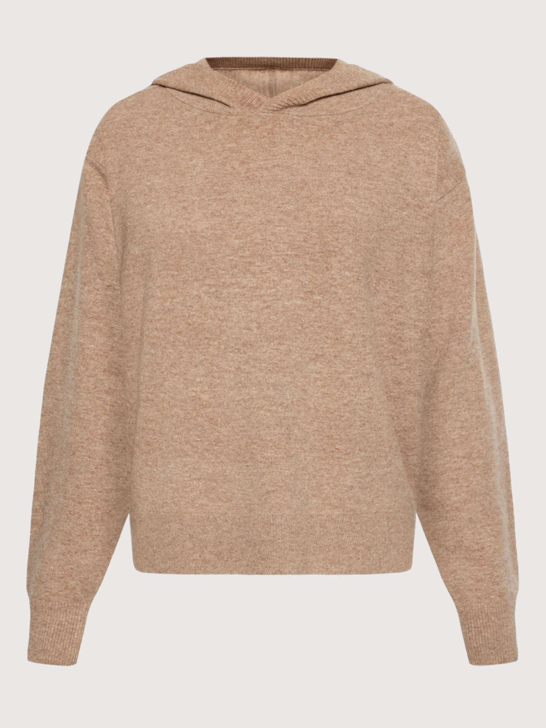 Con cappuccio per donna beige a maglia | Abbigliamento in cotone della conoscenza