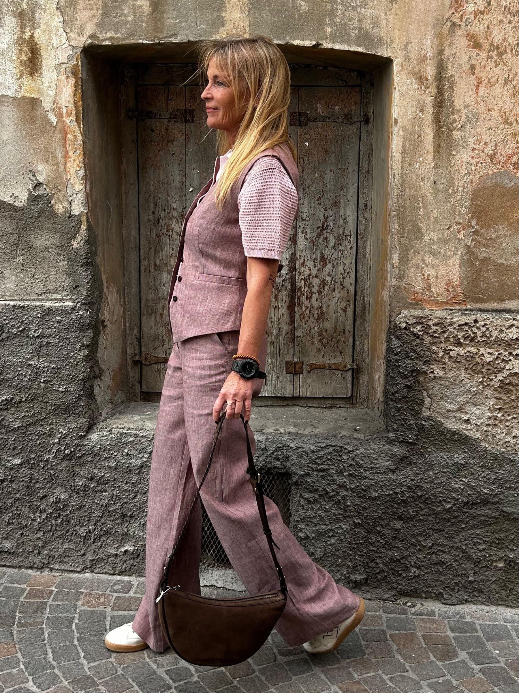 Marlenehose OCS Dark Mocca/Creme made of linen & organic cotton | Lanius