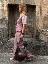 Marlenehose OCS Dark Mocca/Creme made of linen & organic cotton | Lanius