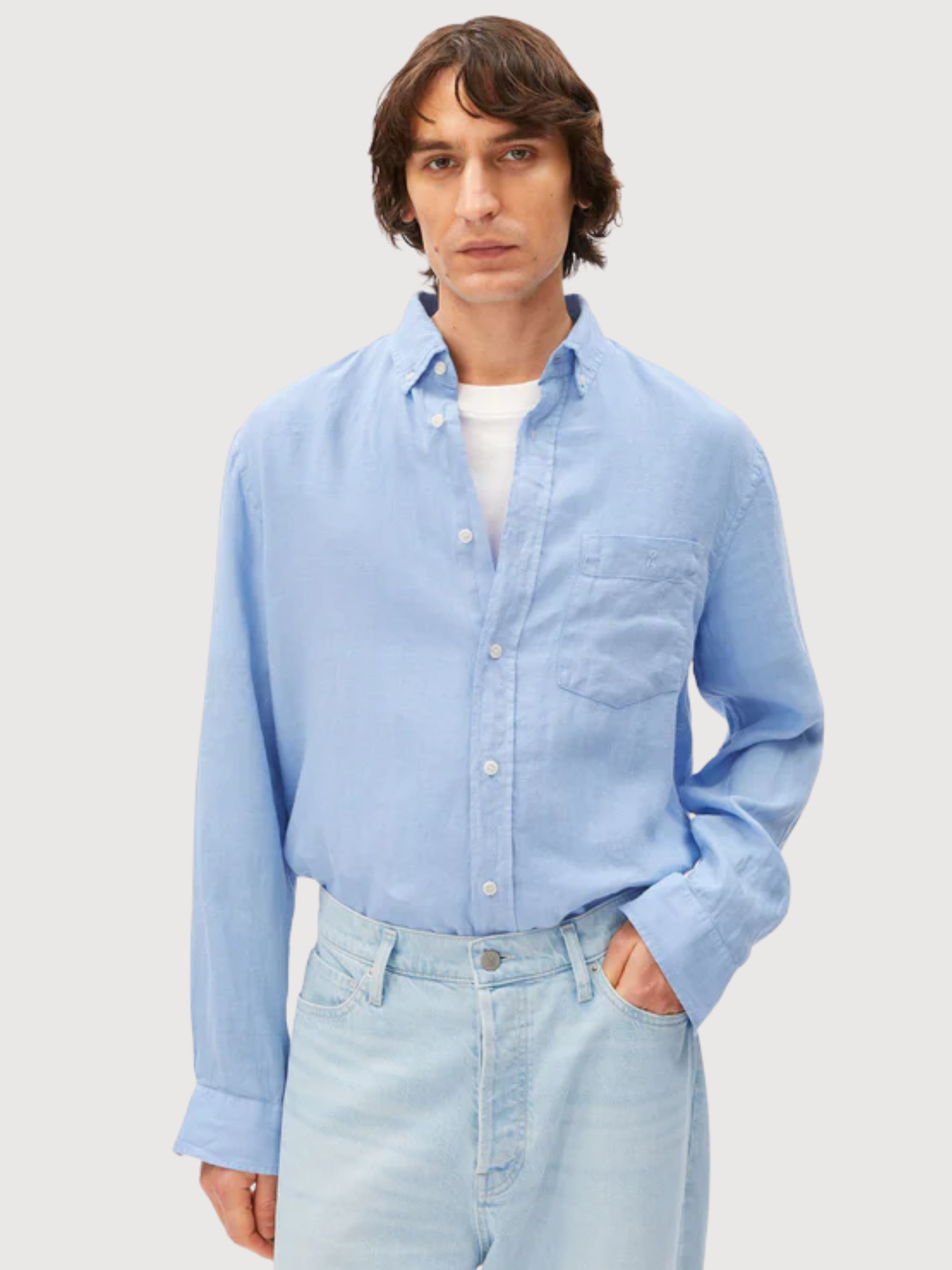 Shirt Longsleeve Linen Man Wedgwood | Armedangels