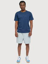 T-shirt da uomo con taschino sul petto, blu notte, in cotone | Mazine