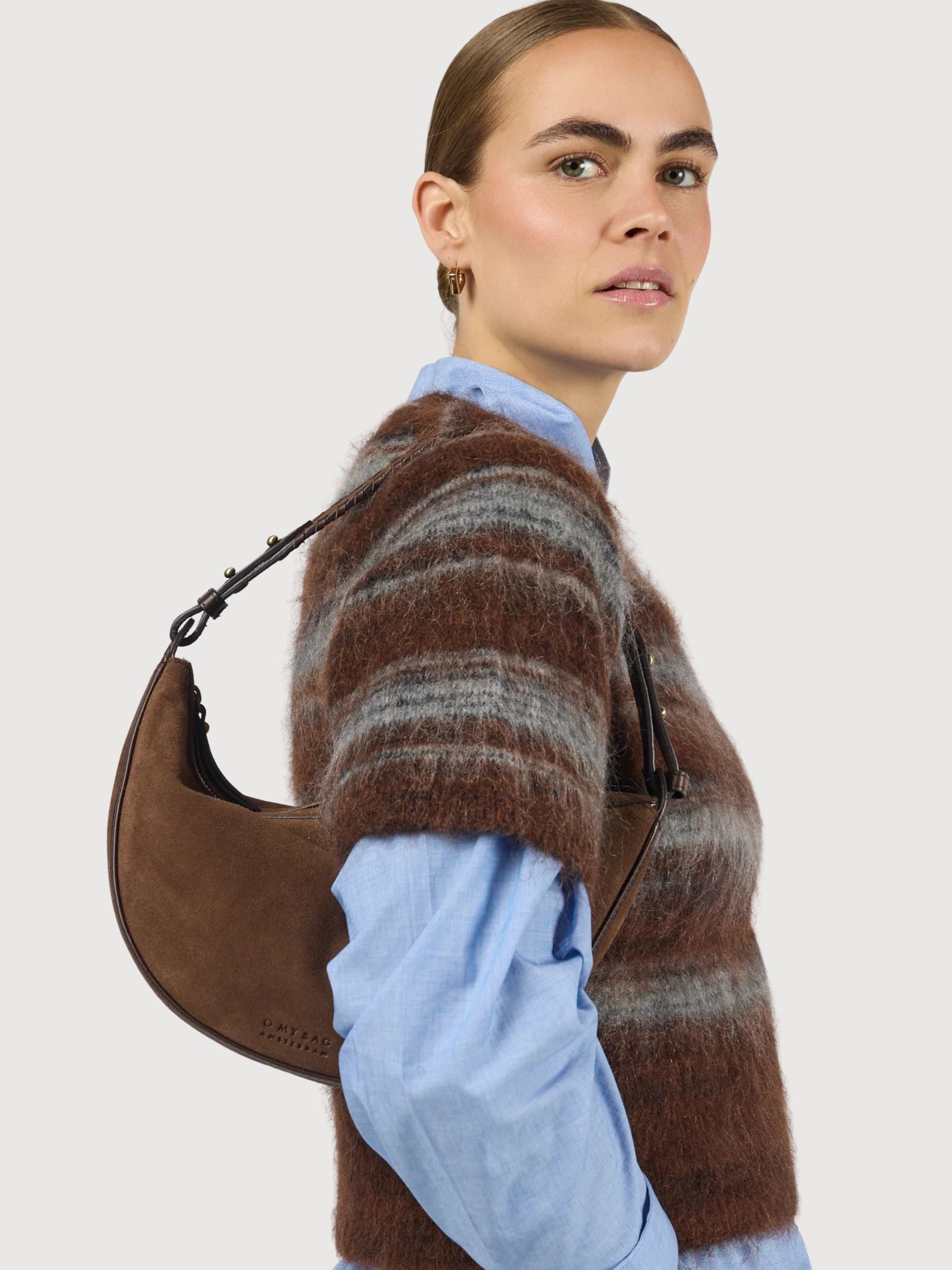 Shoulder Strap Leo Chocolate Suede | O MY BAG