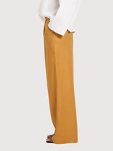 Trouser Wideleg Dark Honey Gots Linen | Lanius