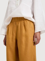 Trouser Wideleg Dark Honey Gots Linen | Lanius