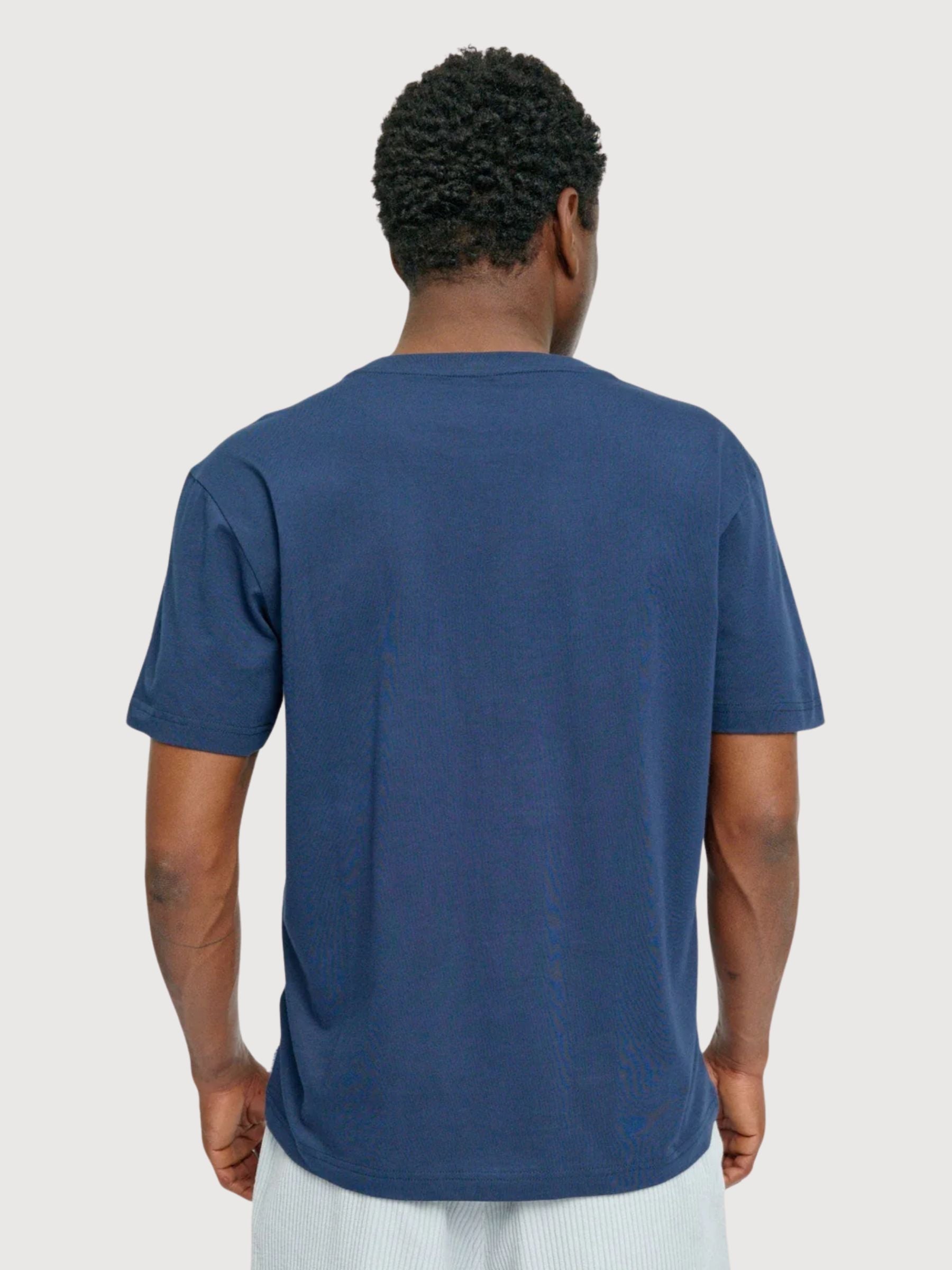 T-shirt da uomo con taschino sul petto, blu notte, in cotone | Mazine