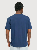 T-shirt da uomo con taschino sul petto, blu notte, in cotone | Mazine