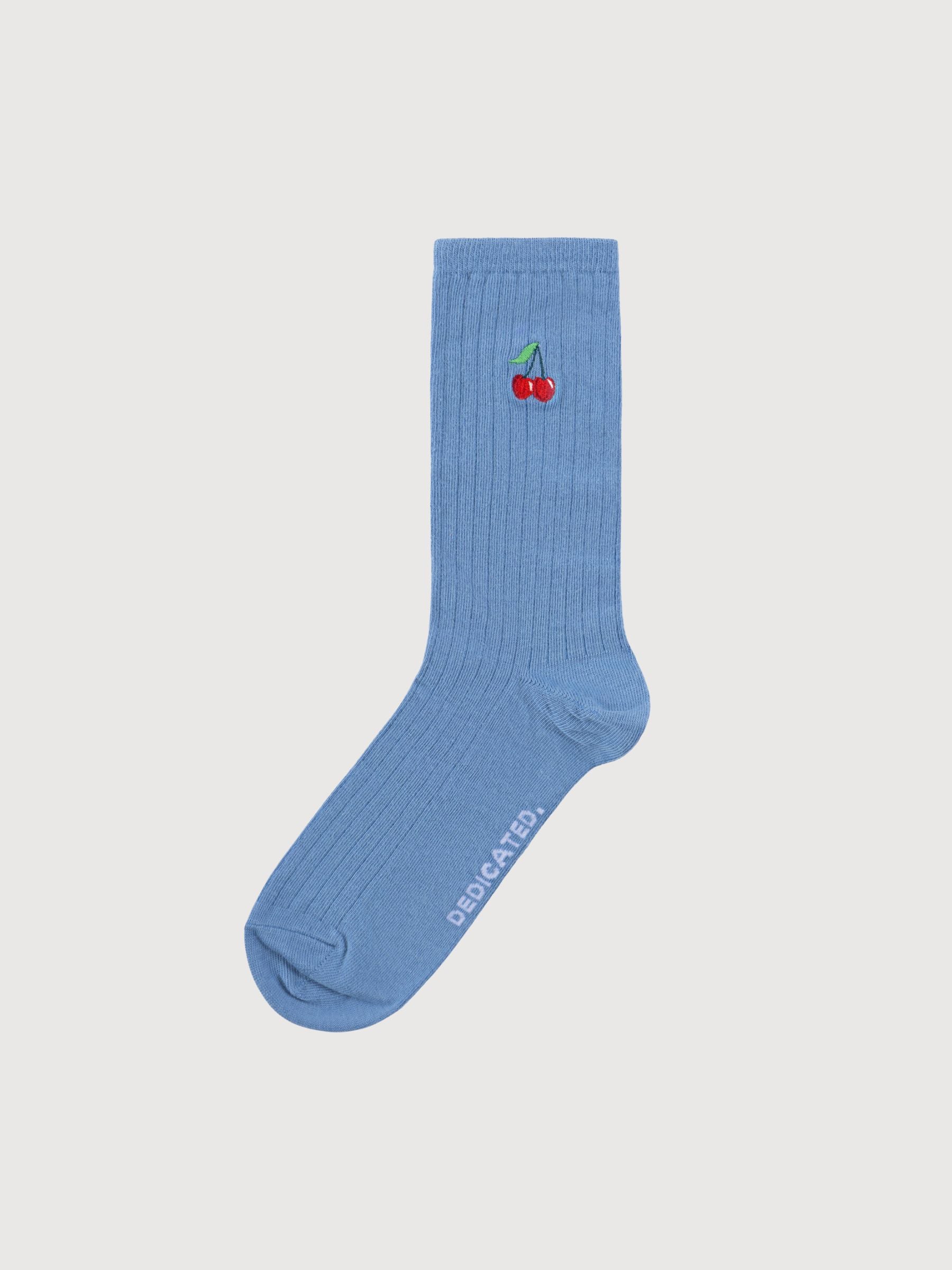 Rib Socks Knivsta Cherries light Blue | Dedicated