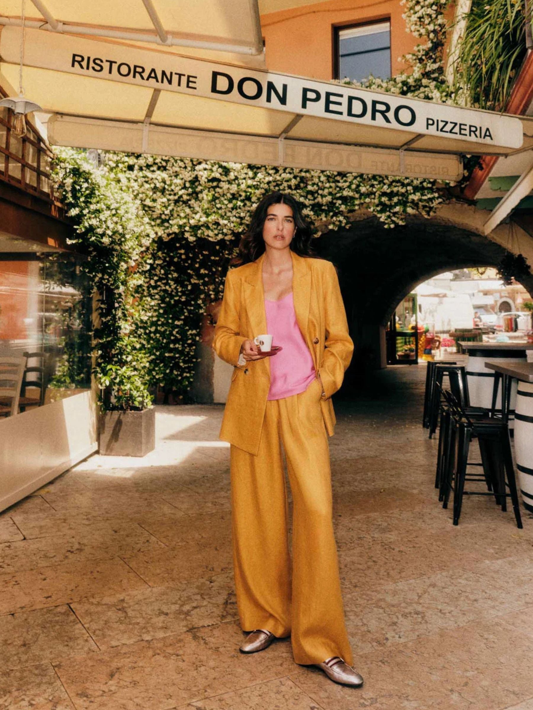 Trouser Wideleg Dark Honey Gots Linen | Lanius