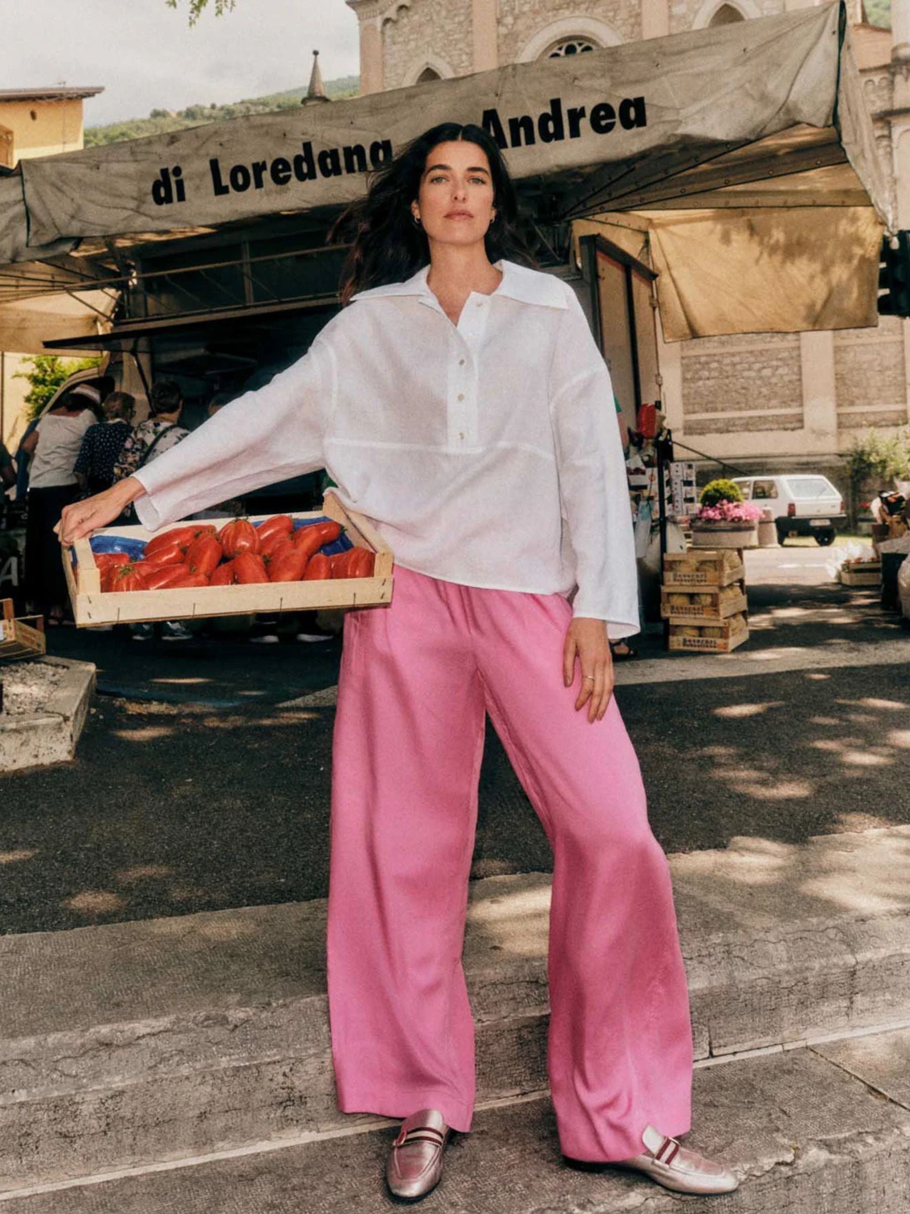 Trouser Wide Leg Bright Orchid Lyocell | Lanius