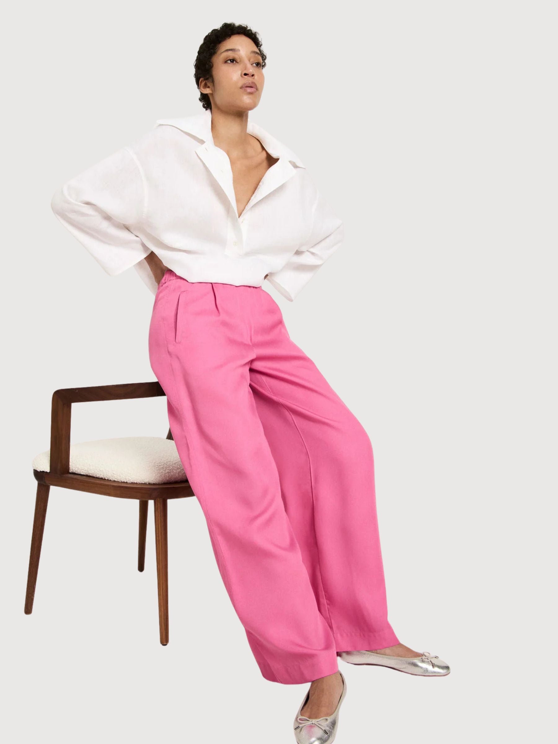 Trouser Wide Leg Bright Orchid Lyocell | Lanius