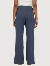 Pantaloni a coste a righe da donna in cotone blu inchiostro | Mazine