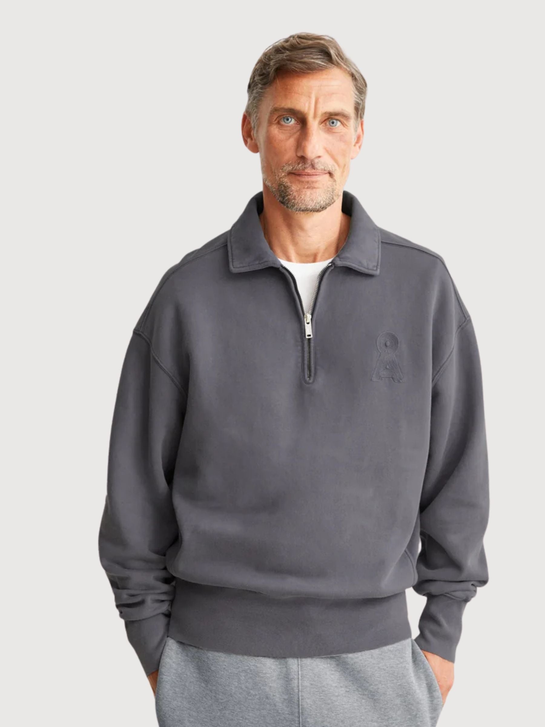Sweatshirt mit Reißverschluss, Troyer Grau, Herren | Armedangels