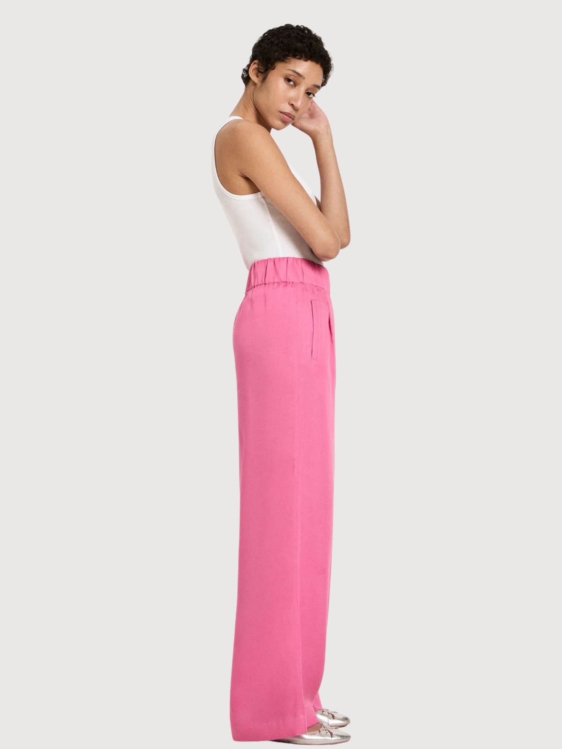 Trouser Wide Leg Bright Orchid Lyocell | Lanius
