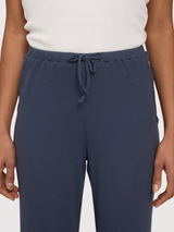 Pantaloni a coste a righe da donna in cotone blu inchiostro | Mazine