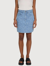 Minigonna in denim stampato azzurro chiaro | Mazine