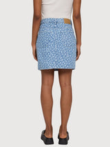 Minigonna in denim stampato azzurro chiaro | Mazine