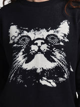 Maglione gatto psichedelico arendali nero | Dedicated