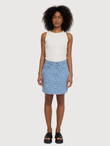 Minigonna in denim stampato azzurro chiaro | Mazine