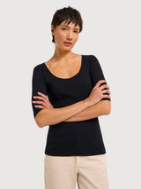 Half Sleeved Shirt Black in Organic Cotton | Lanius
