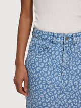 Minigonna in denim stampato azzurro chiaro | Mazine