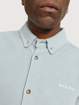 Camicia da uomo in velluto a coste blu perla | Mazine