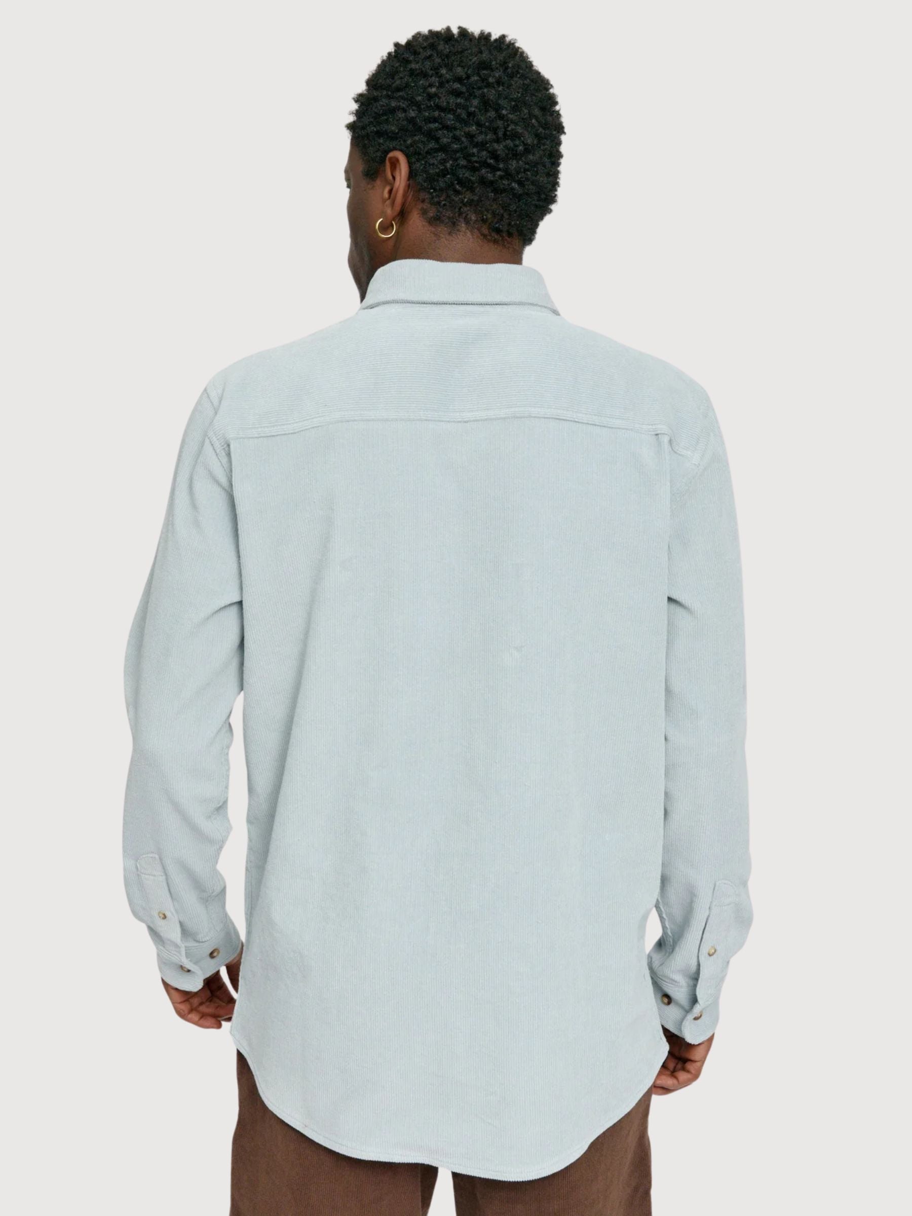Camicia da uomo in velluto a coste blu perla | Mazine