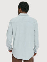 Camicia da uomo in velluto a coste blu perla | Mazine