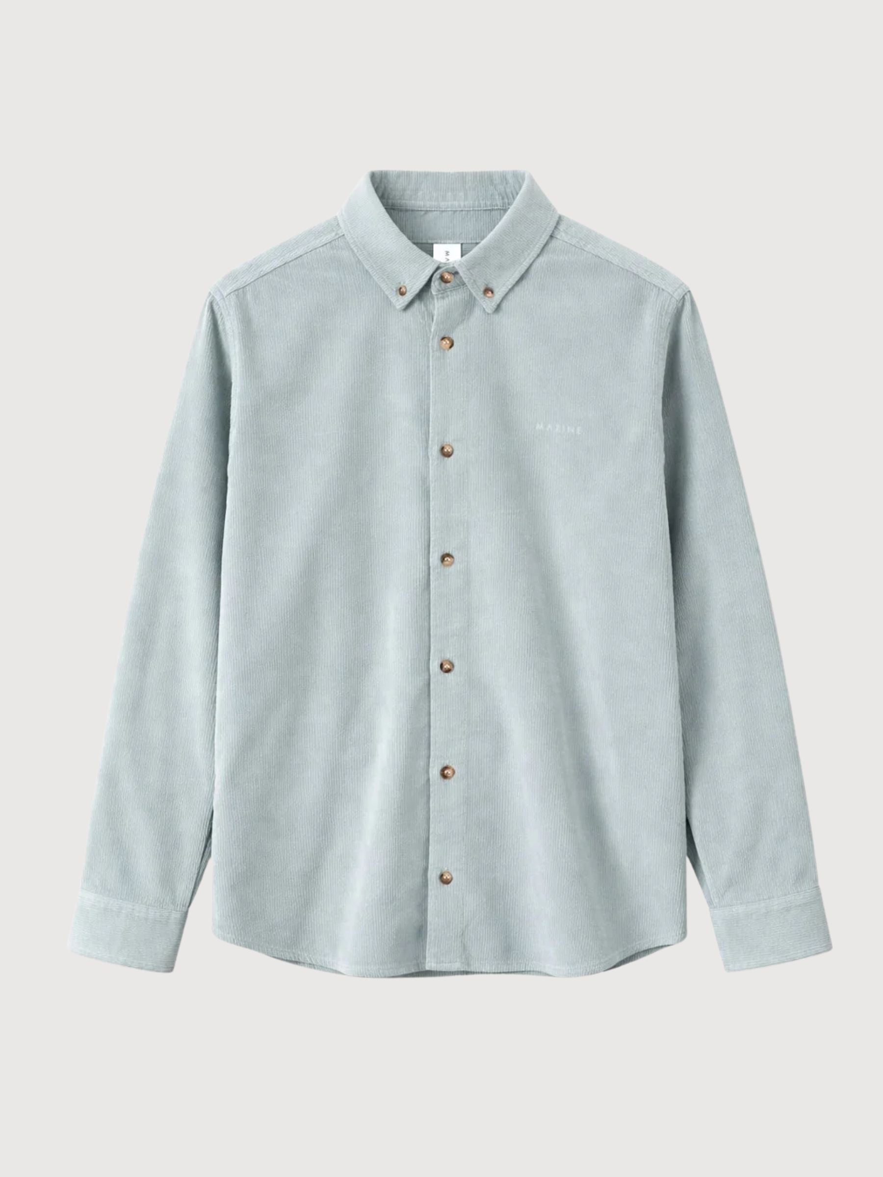 Camicia da uomo in velluto a coste blu perla | Mazine